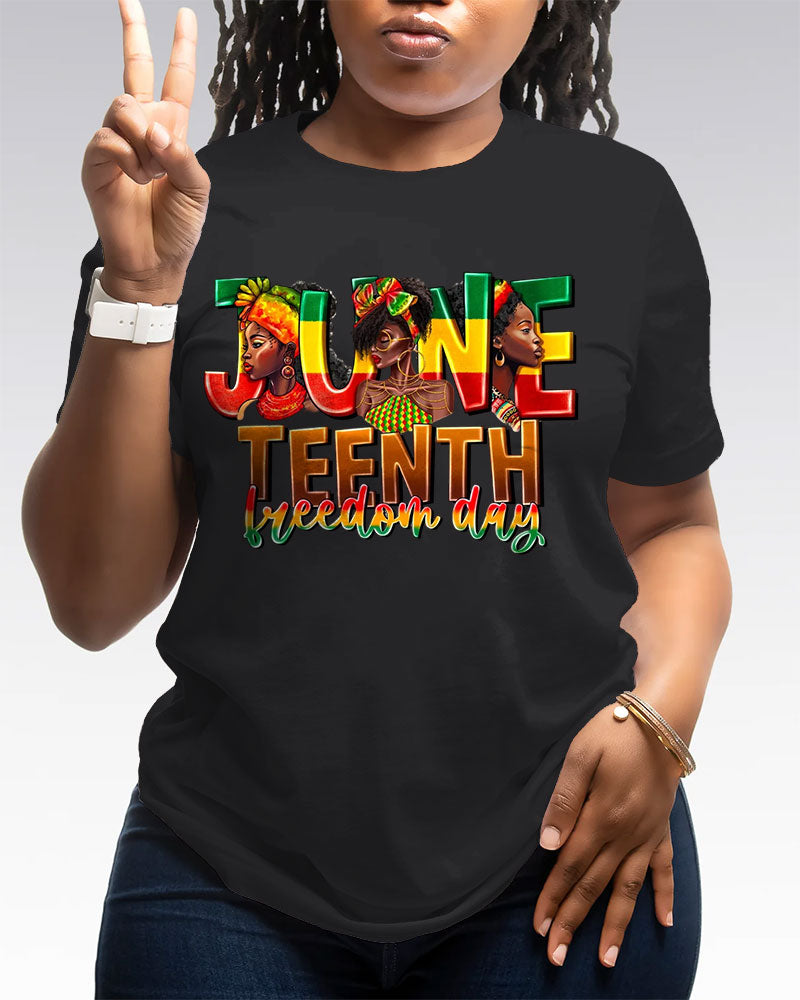 100% Cotton Juneteenth Freedom Day Crew Neck Short Sleeve Tshirt