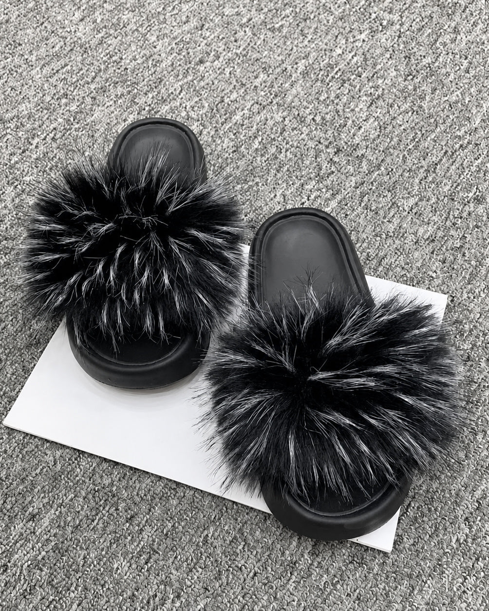 Stylish Raccoon Fur Casual Slippers