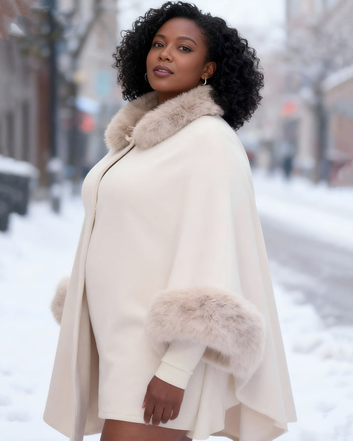 Imitation Lazy Rabbit Fur Collar Shawl Cloak Warm Coat Cloak