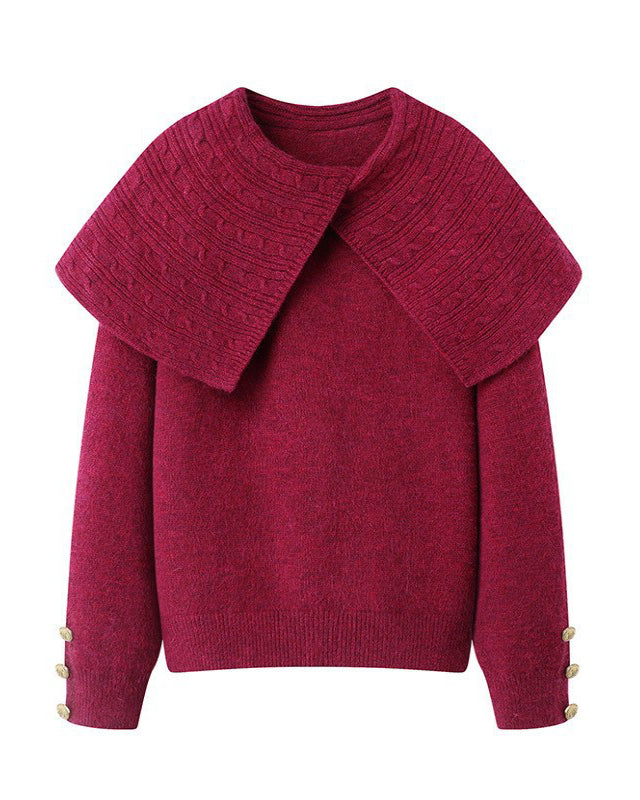 Shawl Collar Long-sleeved Loose Sweater