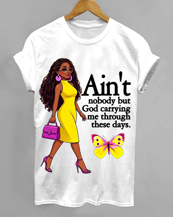100% Cotton God Carrying Me Crew Neck Short Sleeve Tshirt