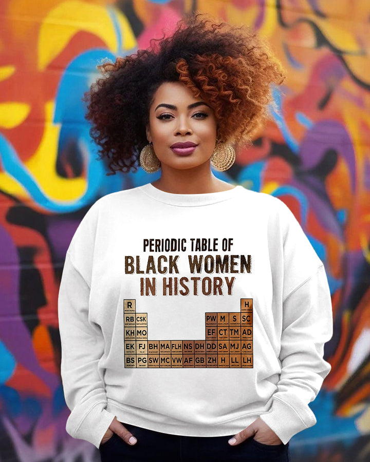 Periodic Table Of Black Women In History Crewneck Long Sleeve Sweatshirt