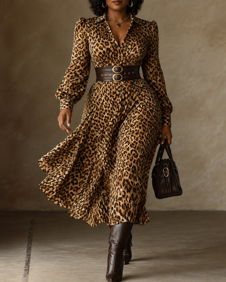 Chic Satin Geometric Diamond Print Wrap Dress