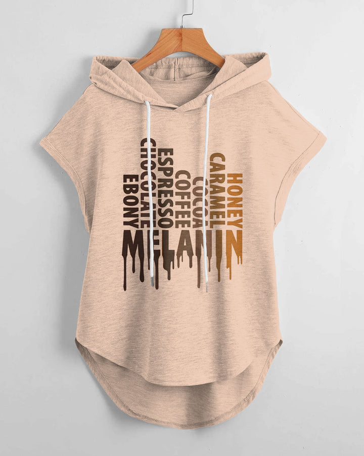 Nubian Melanin Hem Drawstring Hooded Tee