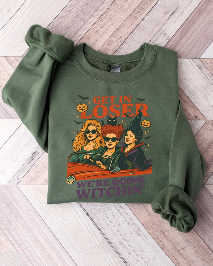 Halloween Get In Loser We're Going Witching Cotton Long Sleeve Sweatshirt