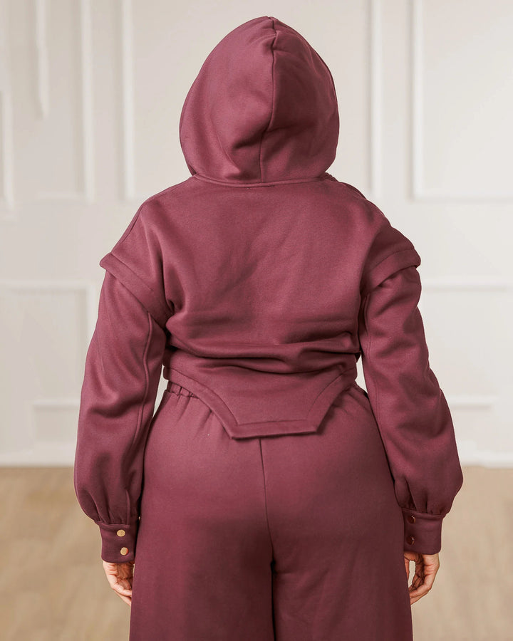 Fleece Asymmetric Hooded Jacket