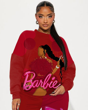 Beautiful Braids Brown Barbie Long Sleeve Sweatshirt Two Pieces Set