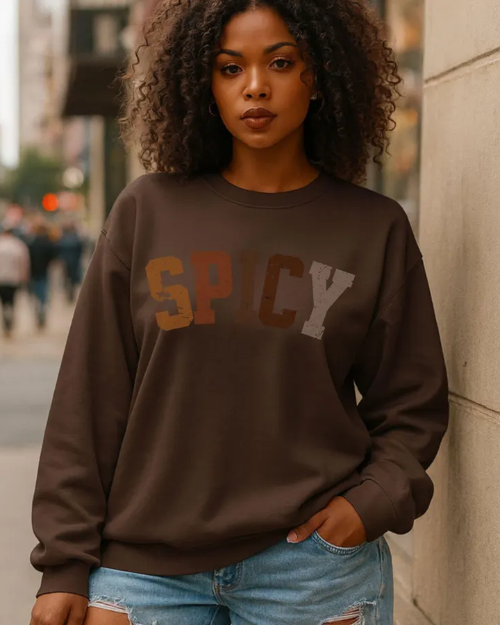 Spicy Letter Print Crewneck Long Sleeve Sweatshirt