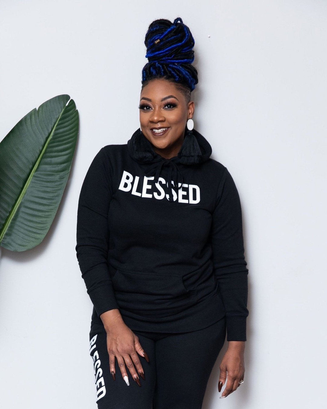 Simple Blessed Hooded Long Sleeve Two Pieces