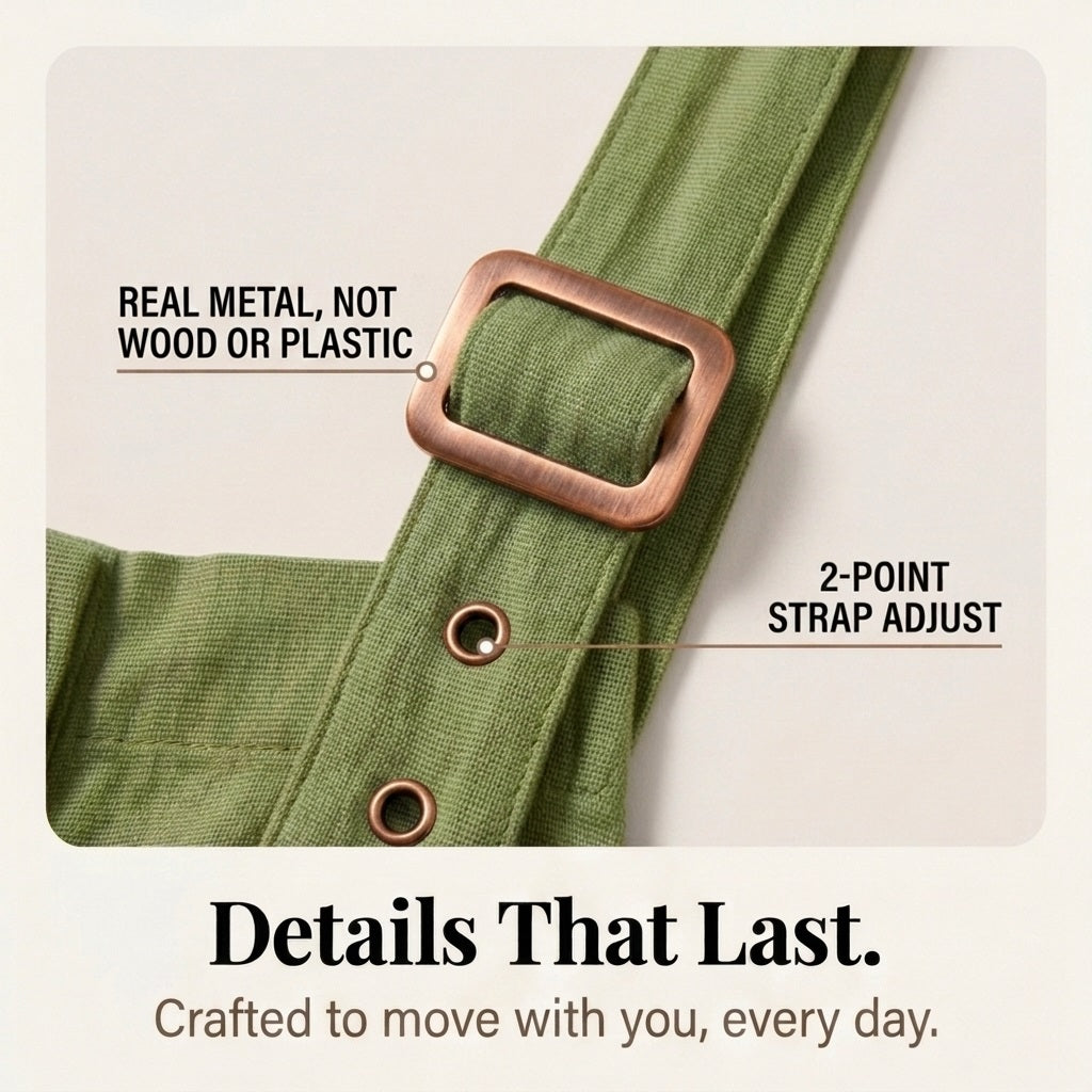Solid Color Retro Cotton and Linen Pocket Loose Button-Front Overalls