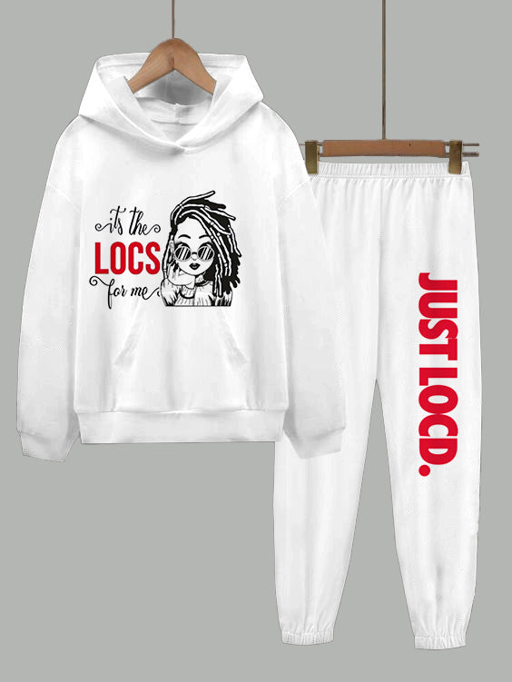 It's The LOCS for Me Long Sleeve Hoodie Two Pieces Set