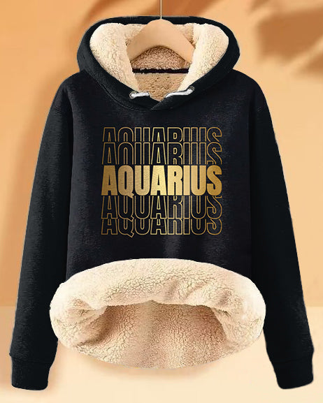 Stacked Aquarius Zodiac Long-sleeved Hoodie