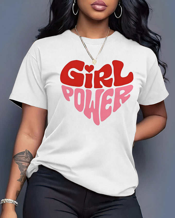 Girl Power 100% Cotton Crew Neck Short Sleeve Tshirt