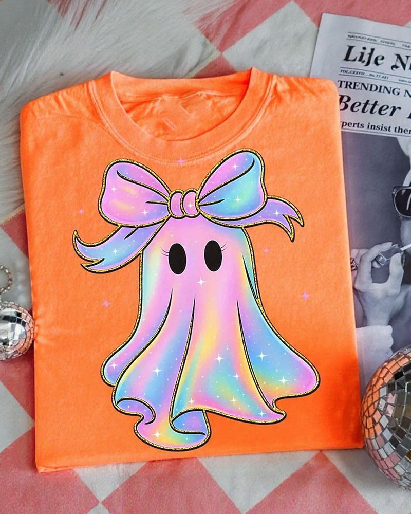 Iridescent Ghost Crew Neck Casual Short-Sleeved T-Shirt