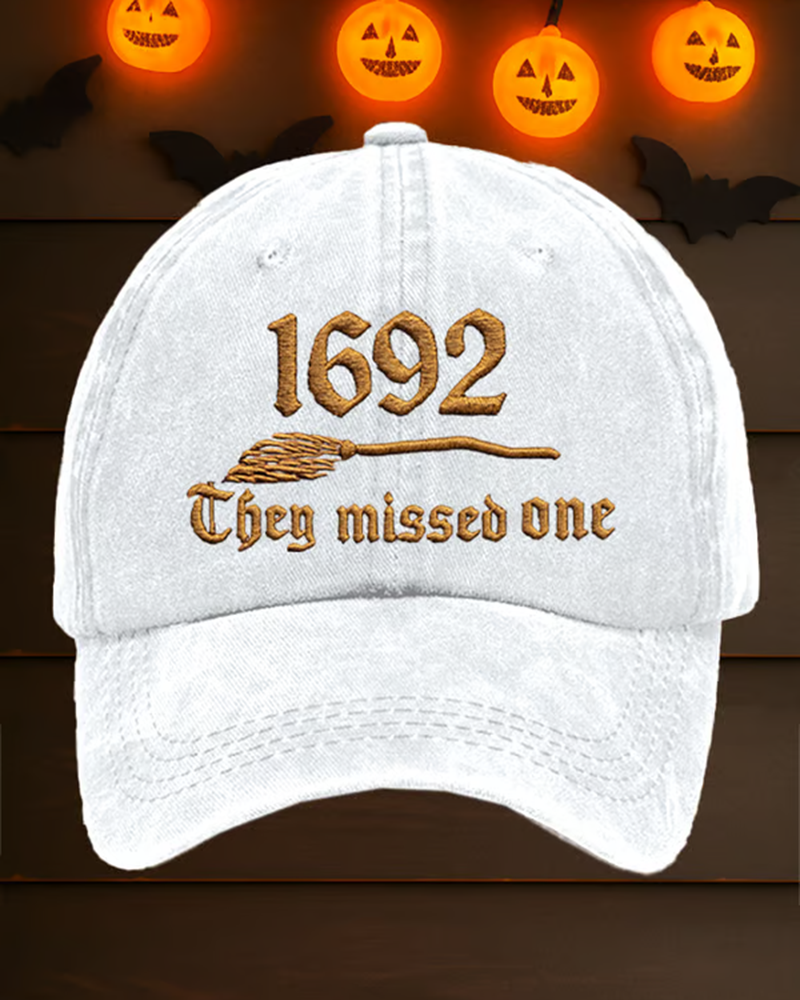 Unisex Halloween Witch Prints Adjustable Washed Cotton Hat