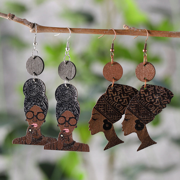 Juneteenth African Style Queen Head Pendant Earrings
