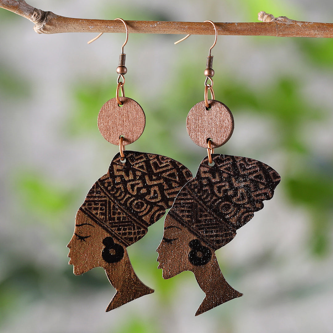Juneteenth African Style Queen Head Pendant Earrings