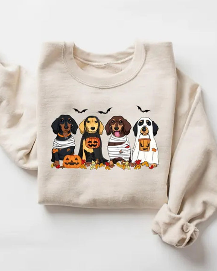 Halloween Dog Cotton Long Sleeve Sweatshirt