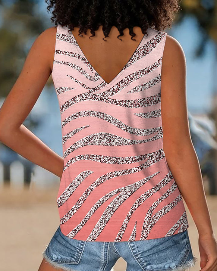 Gradient Silver Texture Print Lace-up Design Casual Vest