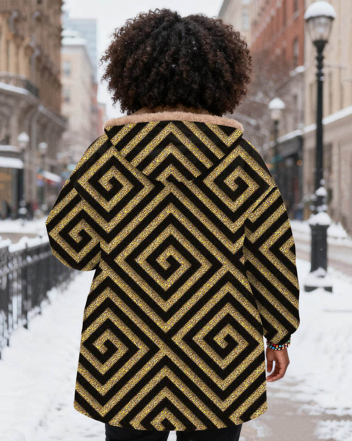 Gold Stripes Long Sleeve Zip-Up Fleece Long Hoodies