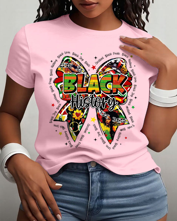 Black History Month Coquette Bow Cotton Short Sleeve Tshirt