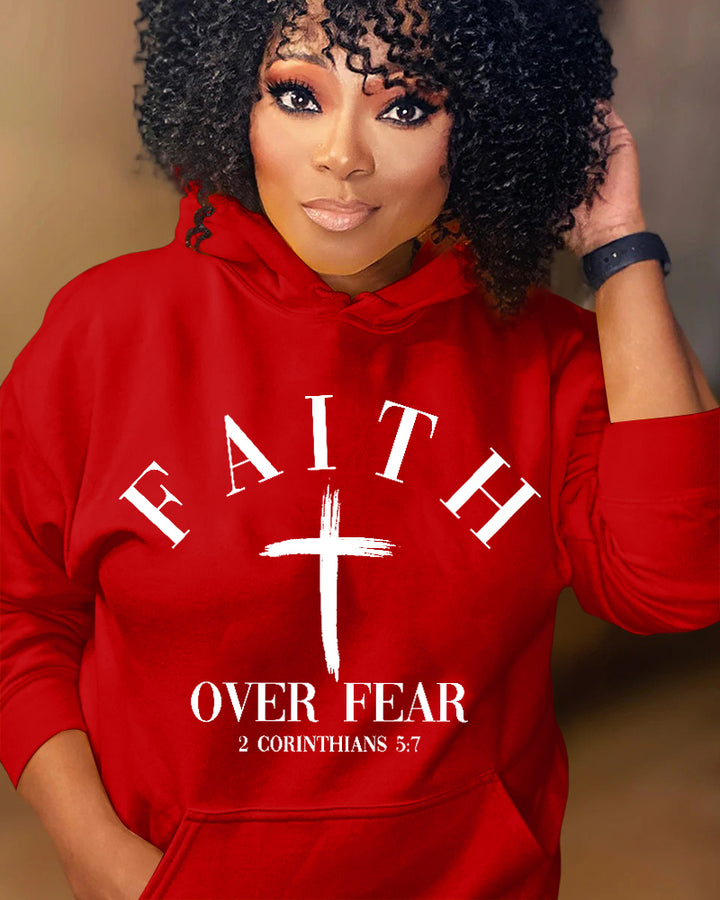 Faith Over Fear Christian Long-sleeved Hoodies