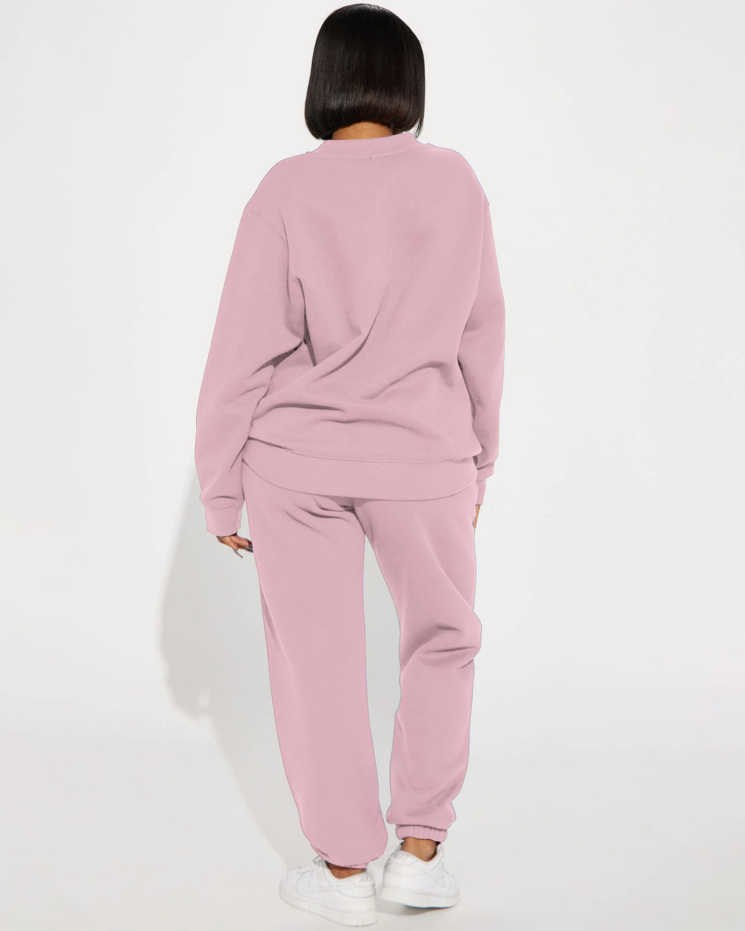 Elegant Diamond Flowers Crew Neck Sweatshirt Two Pieces Set