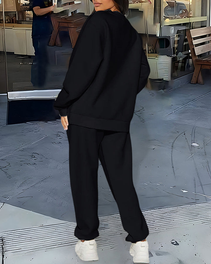 Classic Number 23 Crew Neck Sweatshirt Two Pieces Set