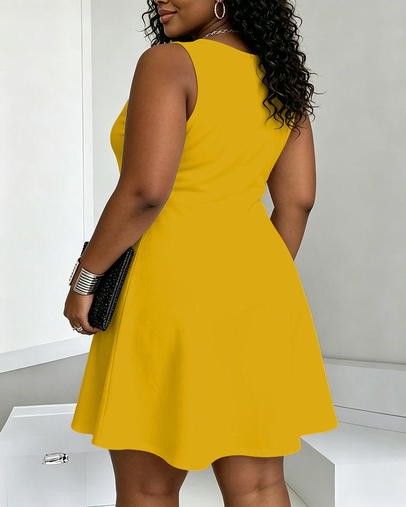 Celebrating Independence Day Round Neck Sleeveless Mini Casual Dress