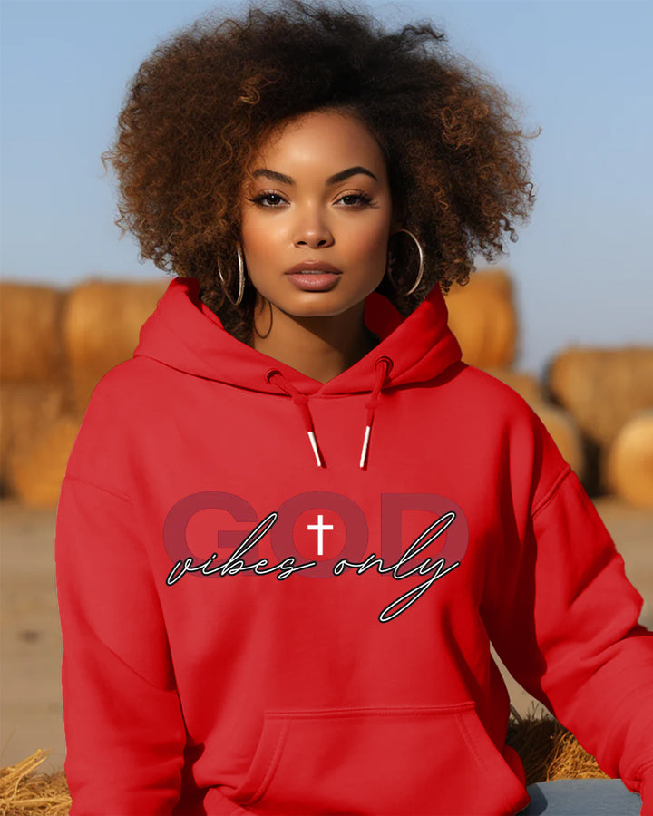 God Vibes Only Print Long-sleeved Hoodies