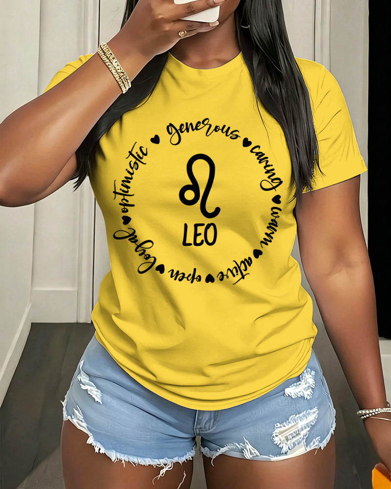 100% Cotton Leo Girl Leo Sign Crew Neck Short Sleeve Tshirt