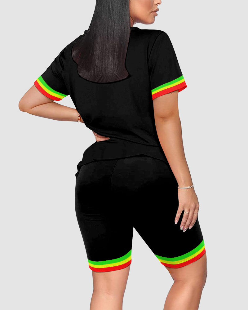 Free-ish Since 1865 Round Neck Short Sleeve & Shorts Set