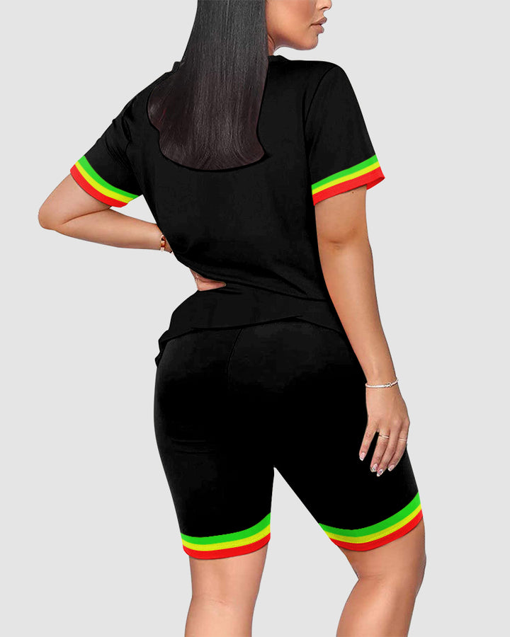 Free-ish Since 1865 Round Neck Short Sleeve & Shorts Set