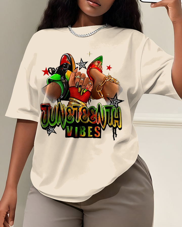 100% Cotton Steppin' Into Juneteenth Free-ish Juneteenth Crew Neck Short Sleeve Tshirt