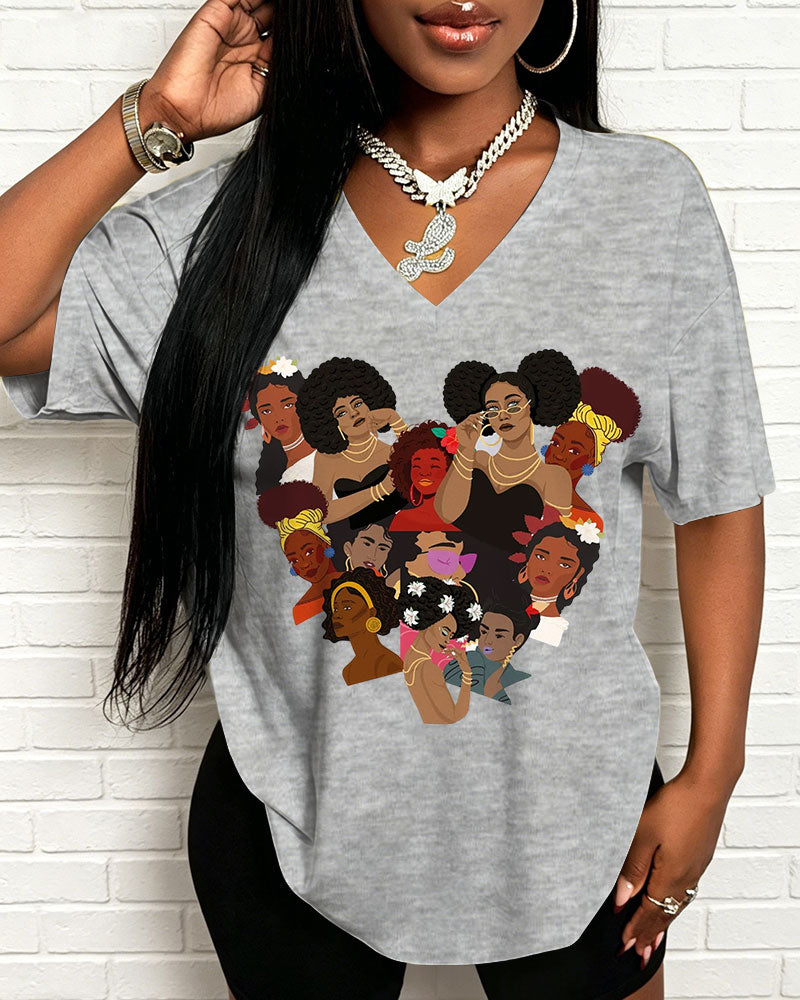 100% Cotton Love A Black Woman To Infinity V Neck Short Sleeve Tshirt