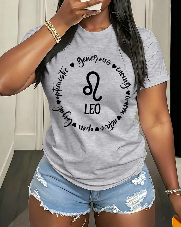 100% Cotton Leo Girl Leo Sign Crew Neck Short Sleeve Tshirt
