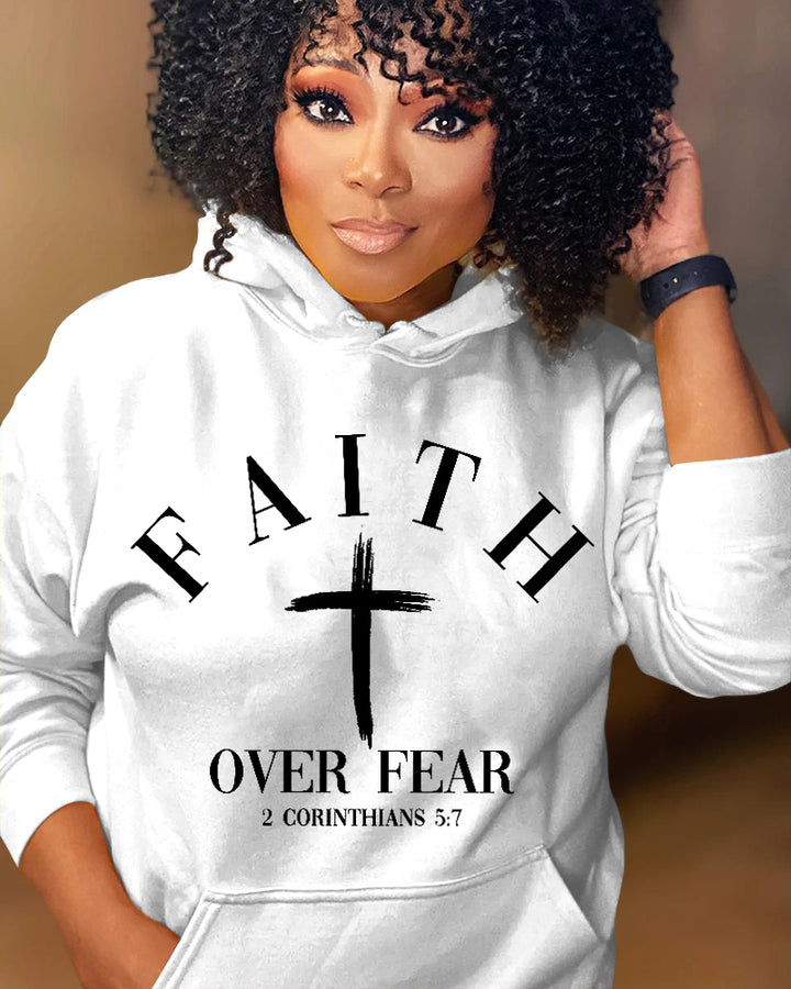 Faith Over Fear Christian Long-sleeved Hoodies
