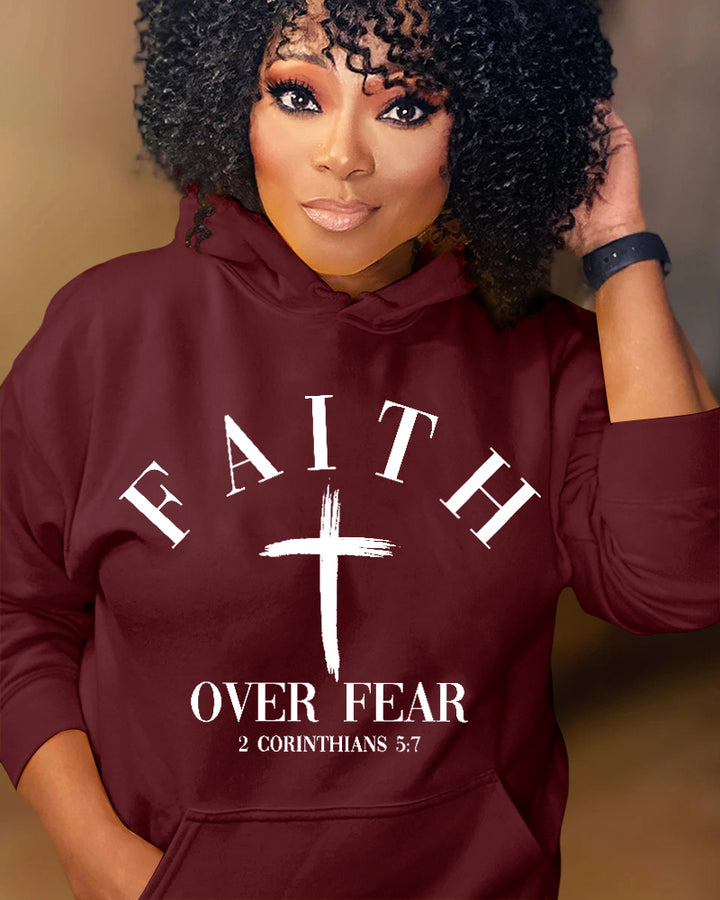 Faith Over Fear Christian Long-sleeved Hoodies