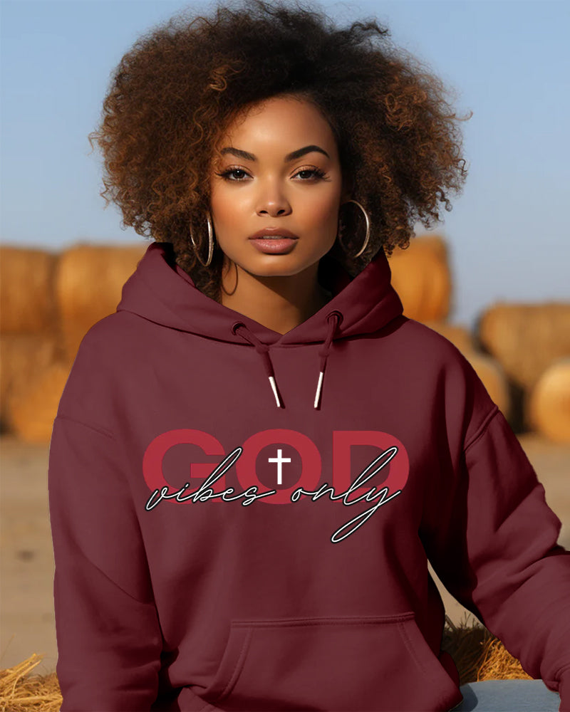 God Vibes Only Print Long-sleeved Hoodies