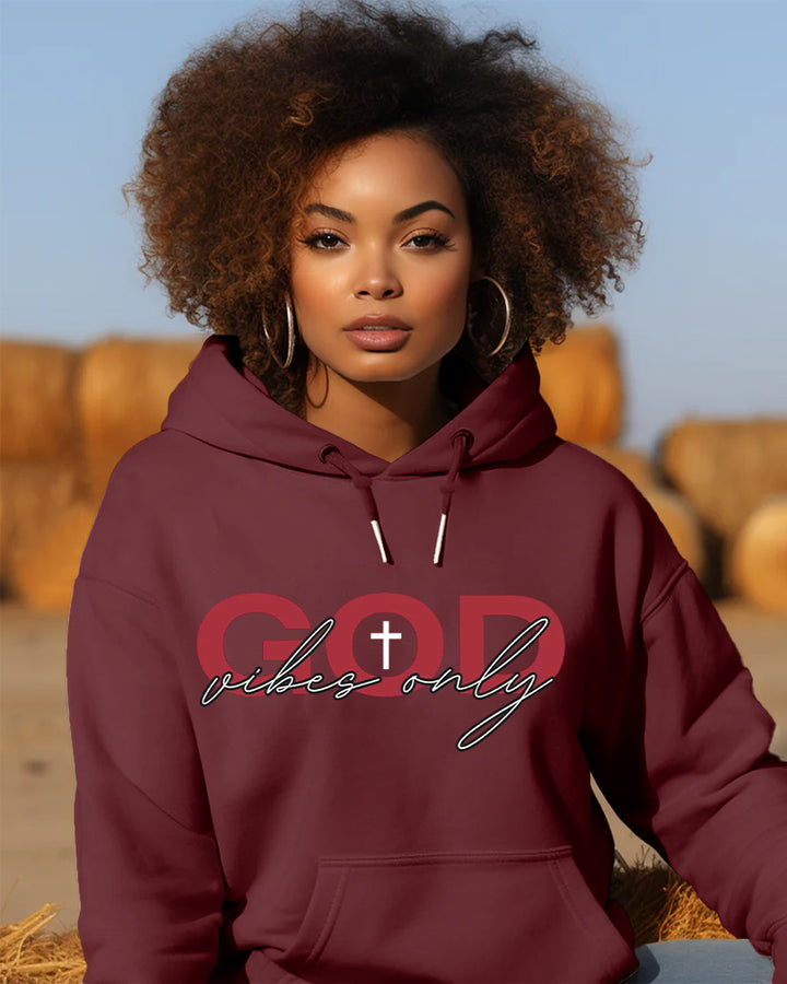 God Vibes Only Print Long-sleeved Hoodies