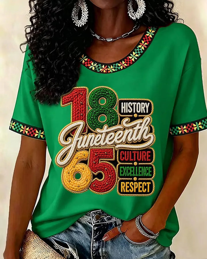 Juneteenth 1865 African American Pride Crew Neck Short Sleeve Tshirt