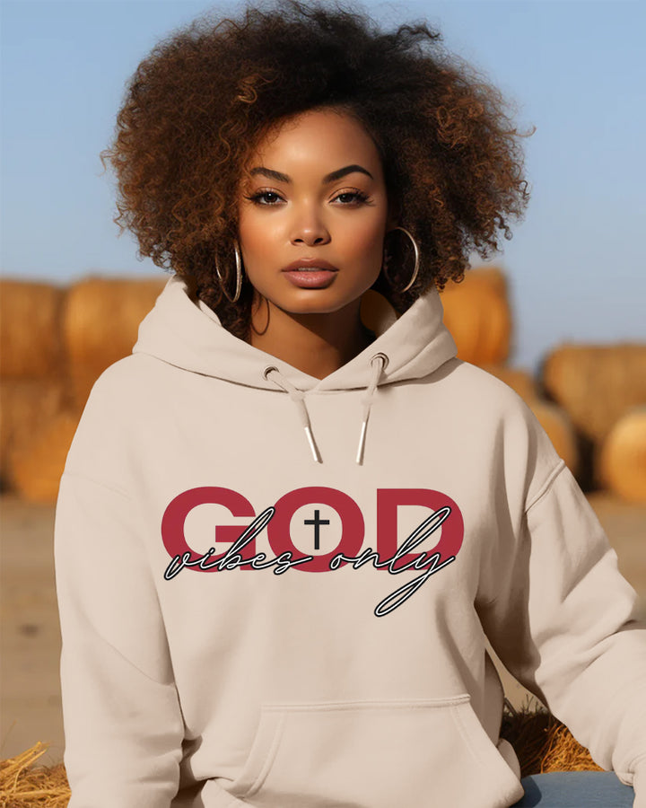 God Vibes Only Print Long-sleeved Hoodies