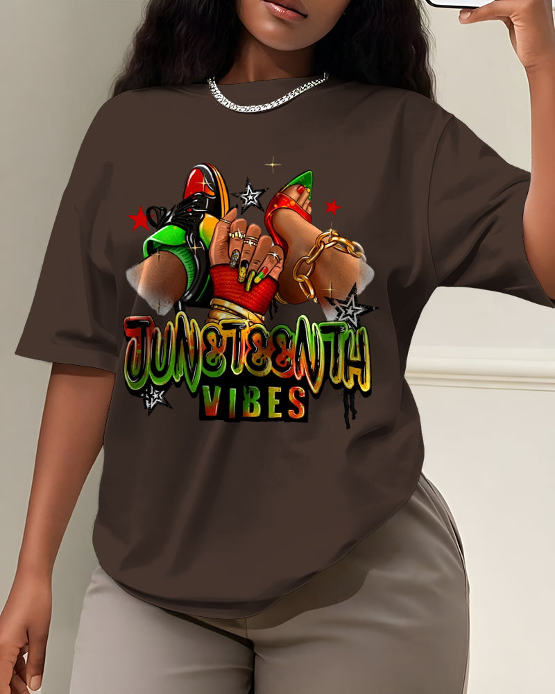 100% Cotton Steppin' Into Juneteenth Free-ish Juneteenth Crew Neck Short Sleeve Tshirt