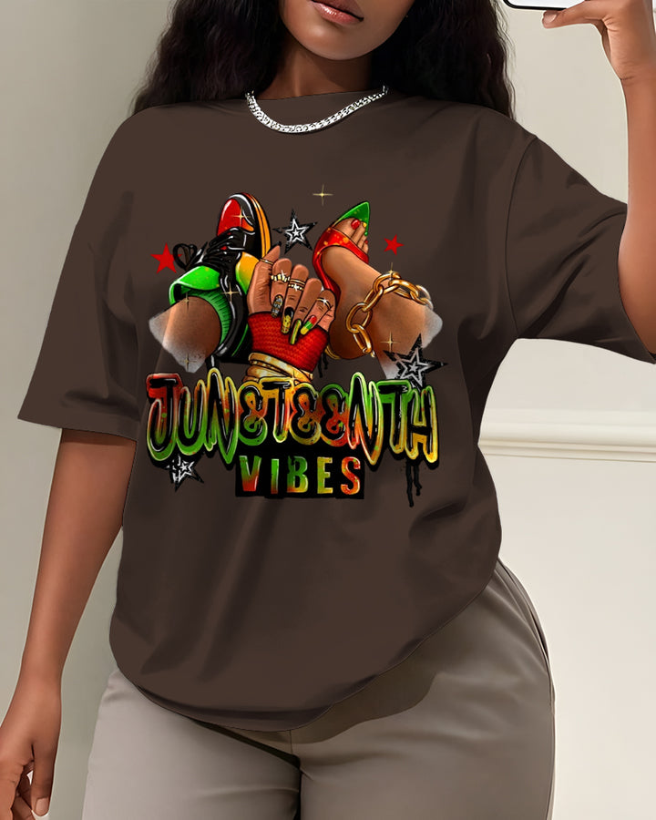 100% Cotton Steppin' Into Juneteenth Free-ish Juneteenth Crew Neck Short Sleeve Tshirt