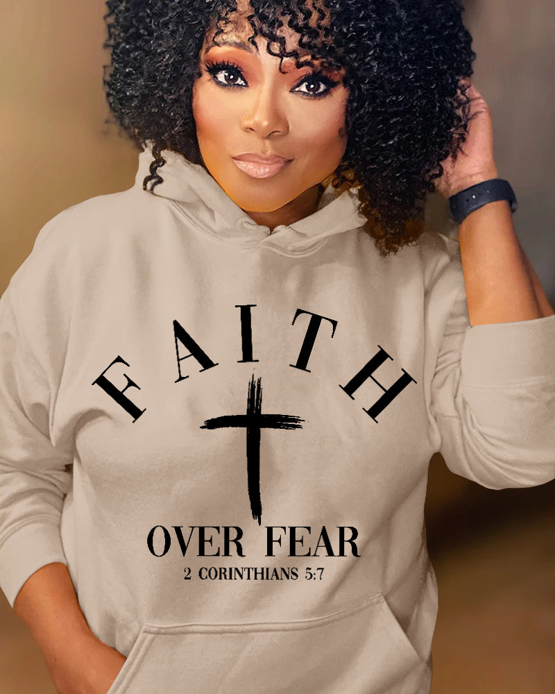 Faith Over Fear Christian Long-sleeved Hoodies