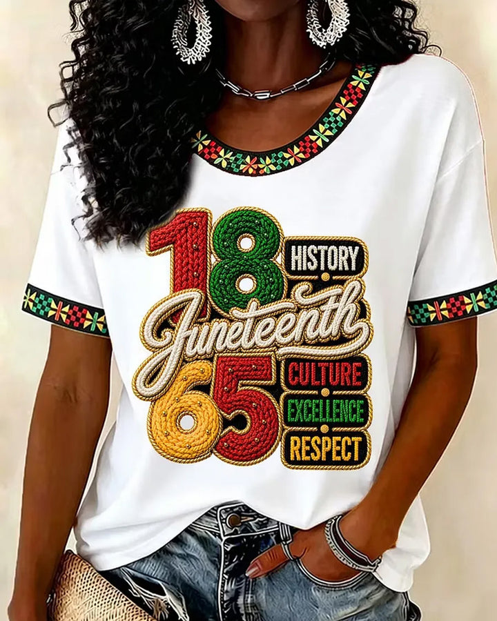 Juneteenth 1865 African American Pride Crew Neck Short Sleeve Tshirt