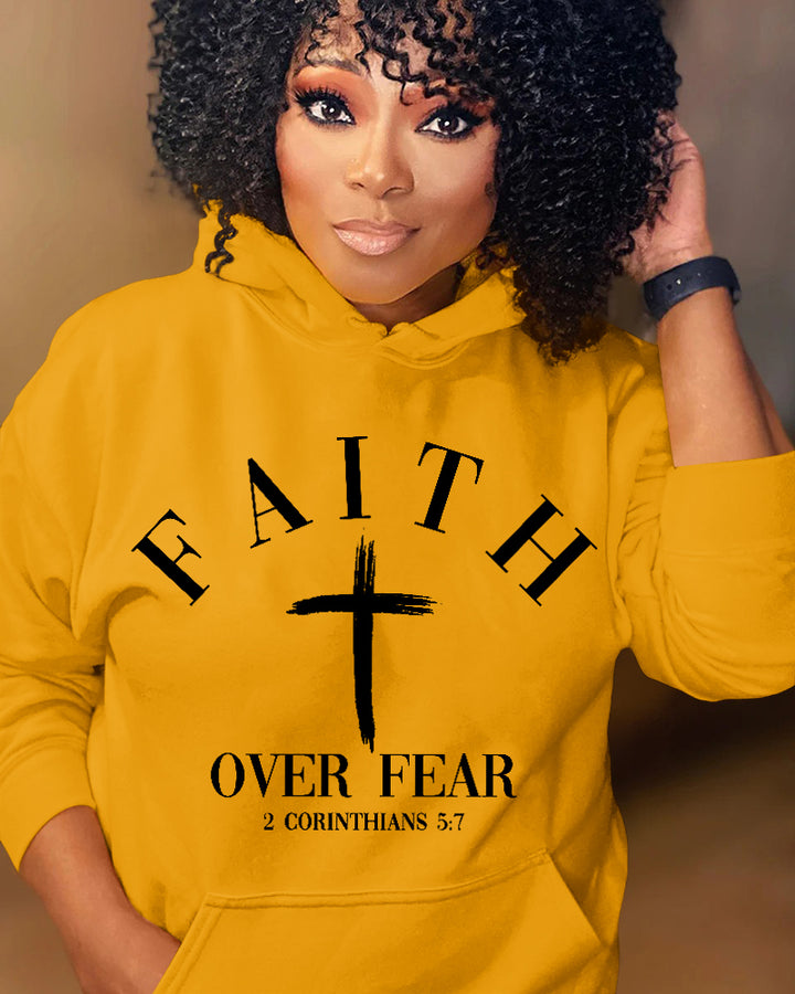 Faith Over Fear Christian Long-sleeved Hoodies