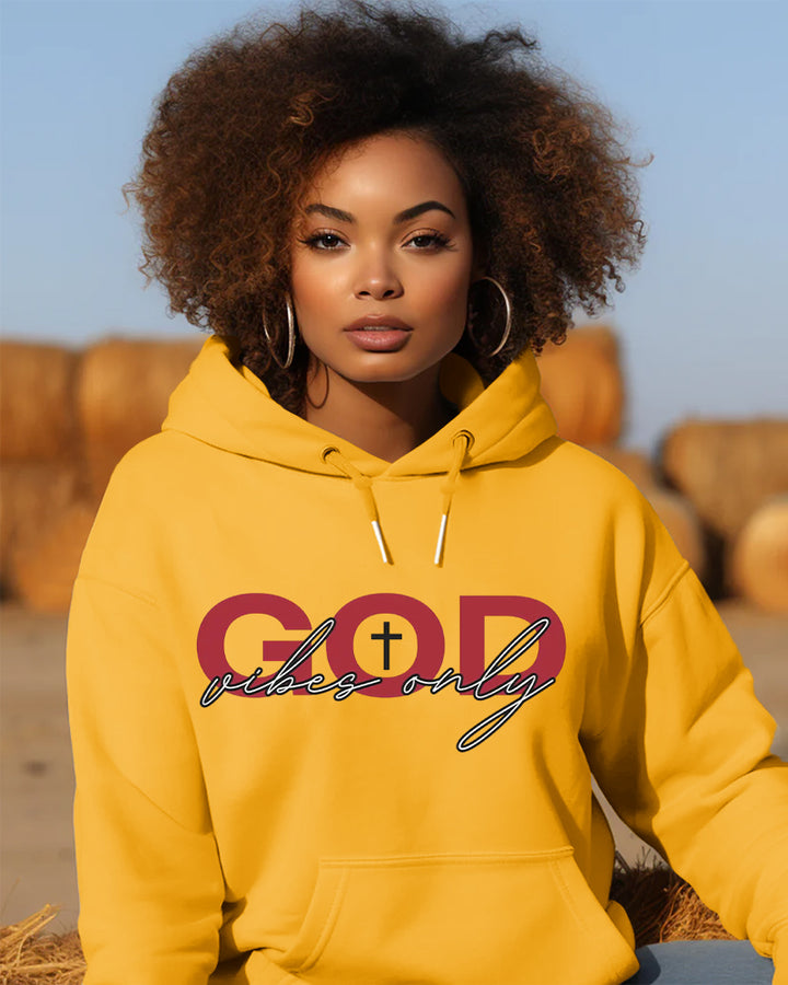 God Vibes Only Print Long-sleeved Hoodies