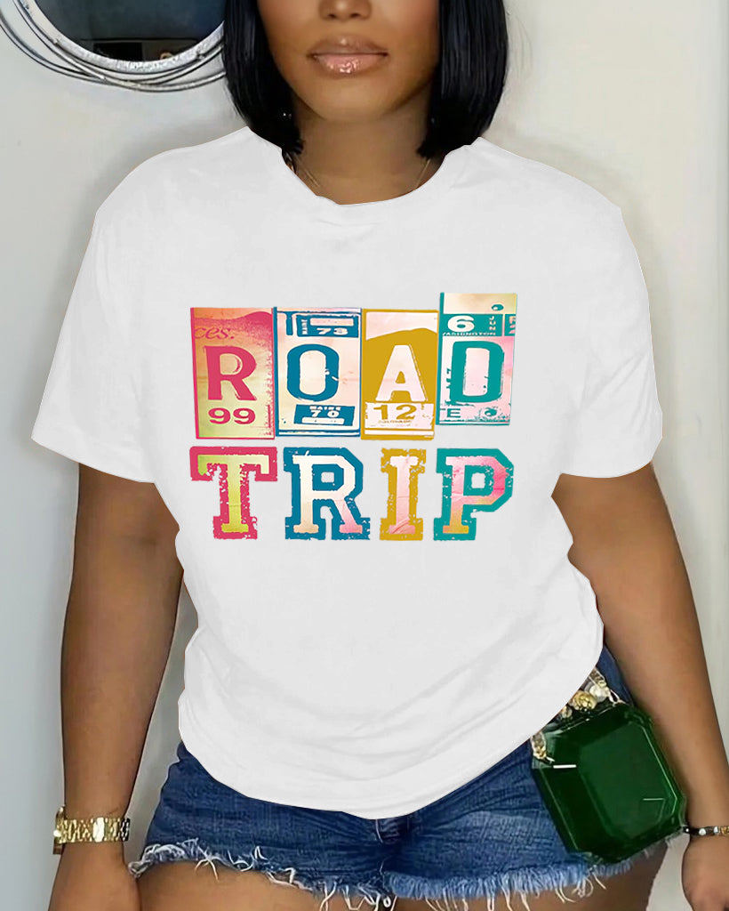 Road Trip 100% Cotton Crew Neck Short Sleeve Tshirt