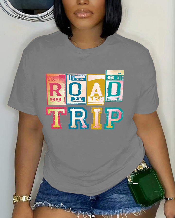 Road Trip 100% Cotton Crew Neck Short Sleeve Tshirt